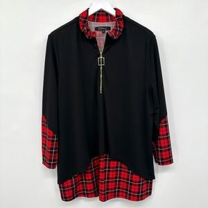 Calessa Tunic Top Shirt Size 1X Stretch‎ Knit 3/4 Sleeve Twofer Wihimsigoth Boho